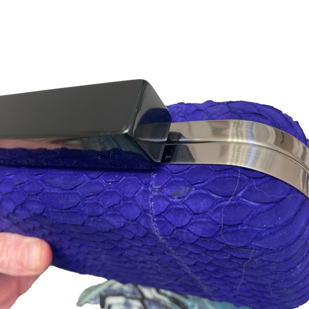 Elizabeth Weinstock Purple Python Leather Clutch … - image 4